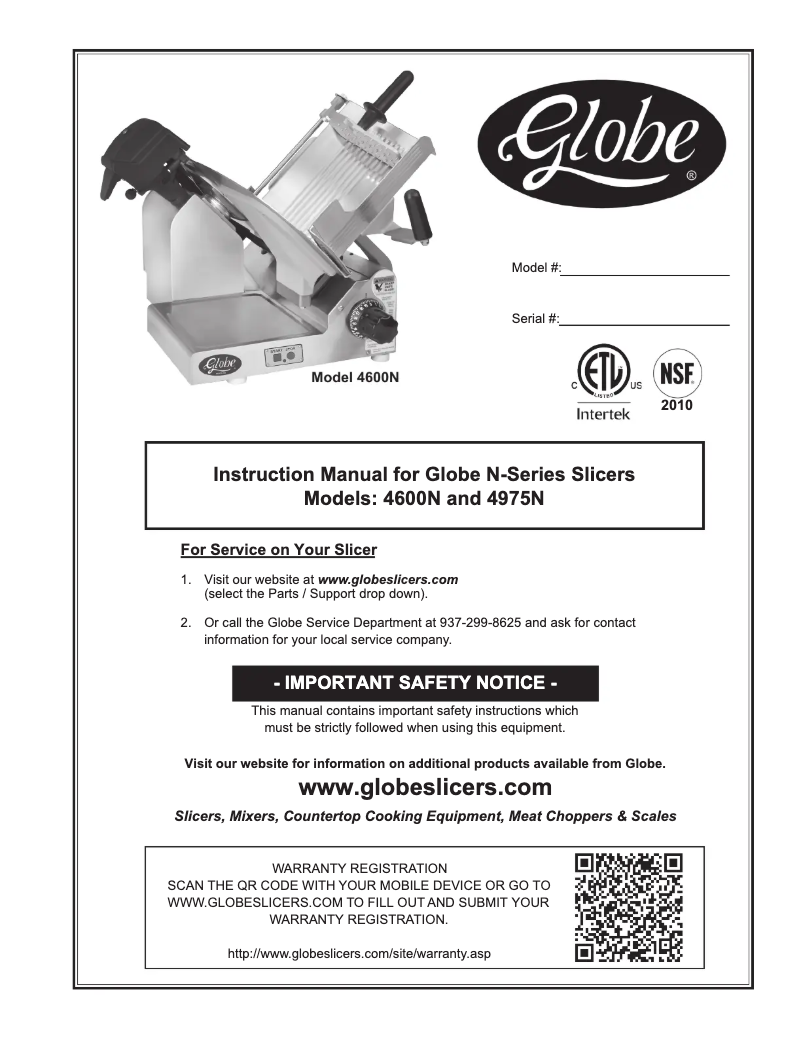 Page 1 de la notice Manuel utilisateur Globe 4975N