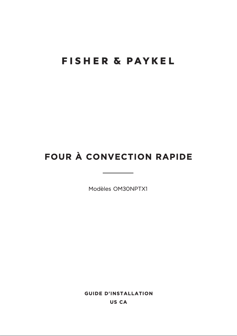 Página 1 del manual Guía de instalación Fisher & Paykel OM30NPTX1