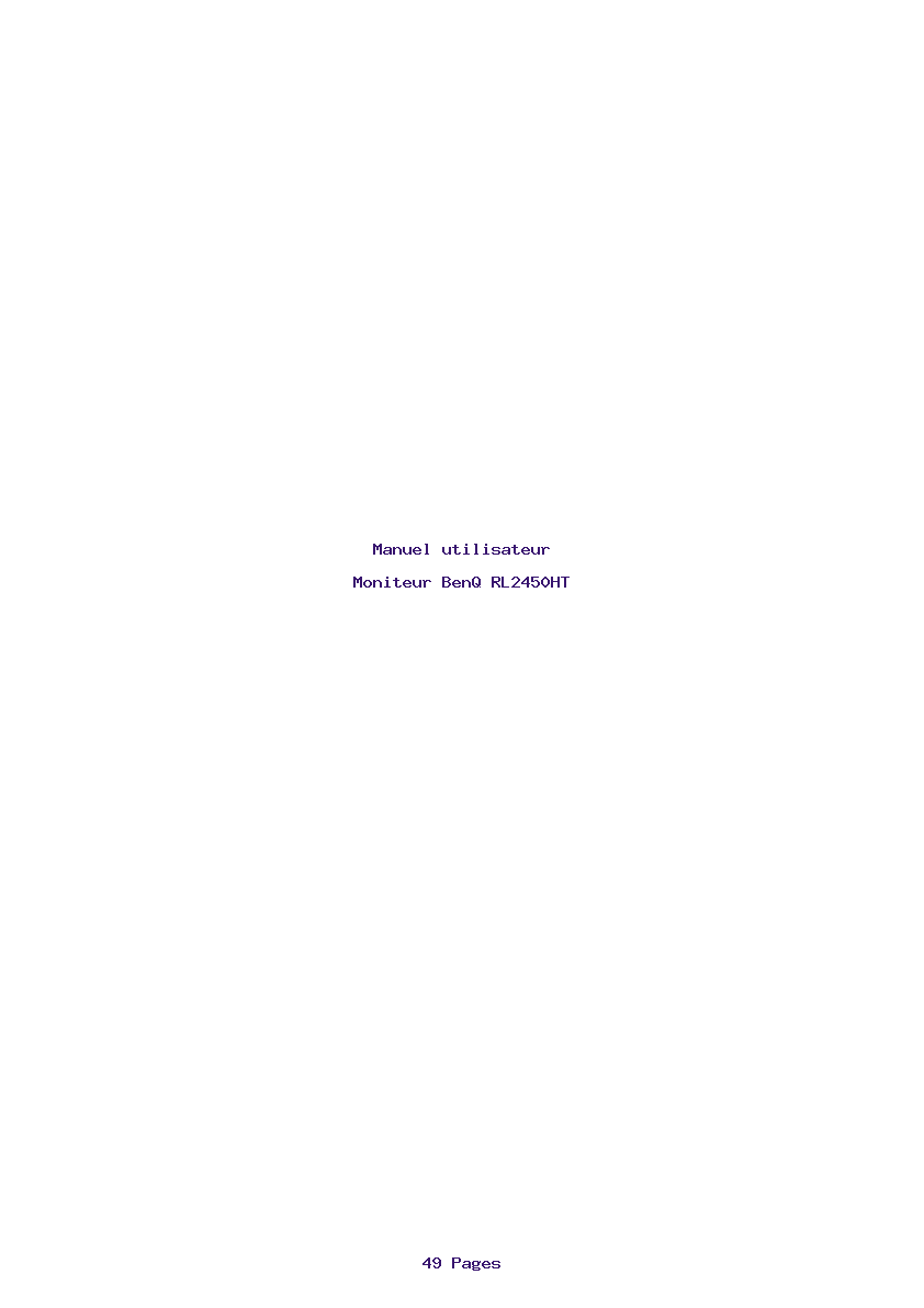 Page 1 de la notice Manuel utilisateur BenQ RL2450HT