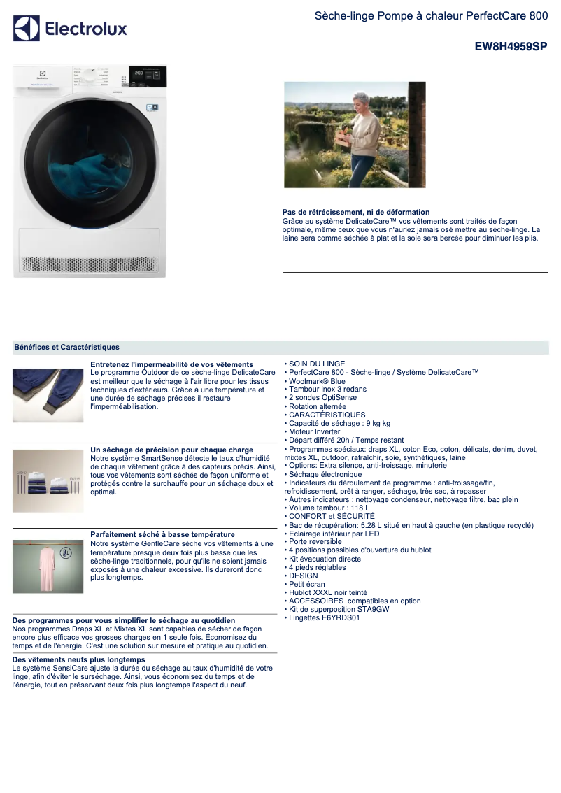 Página 1 del manual Ficha técnica Electrolux EW8H4959SP