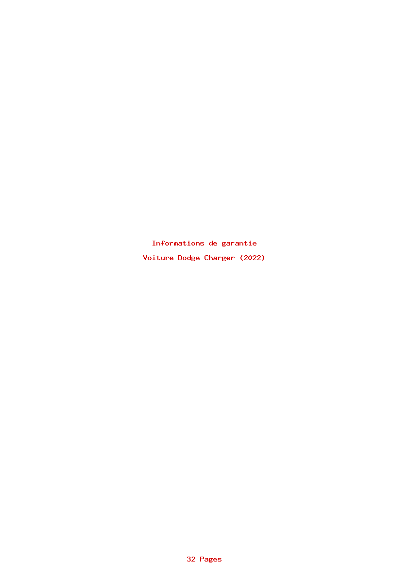 Page 1 de la notice Informations de garantie Dodge Charger (2022)