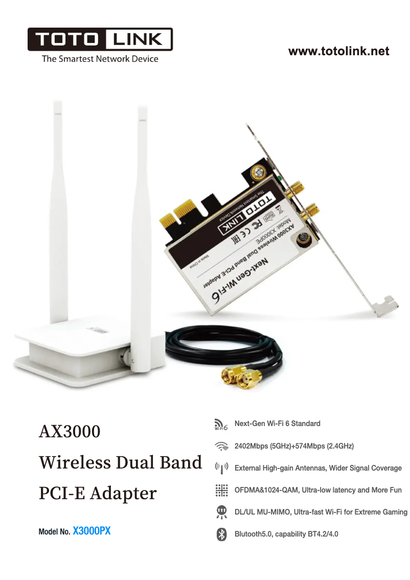 Página 1 del manual Manual de usuario Totolink X3000PE