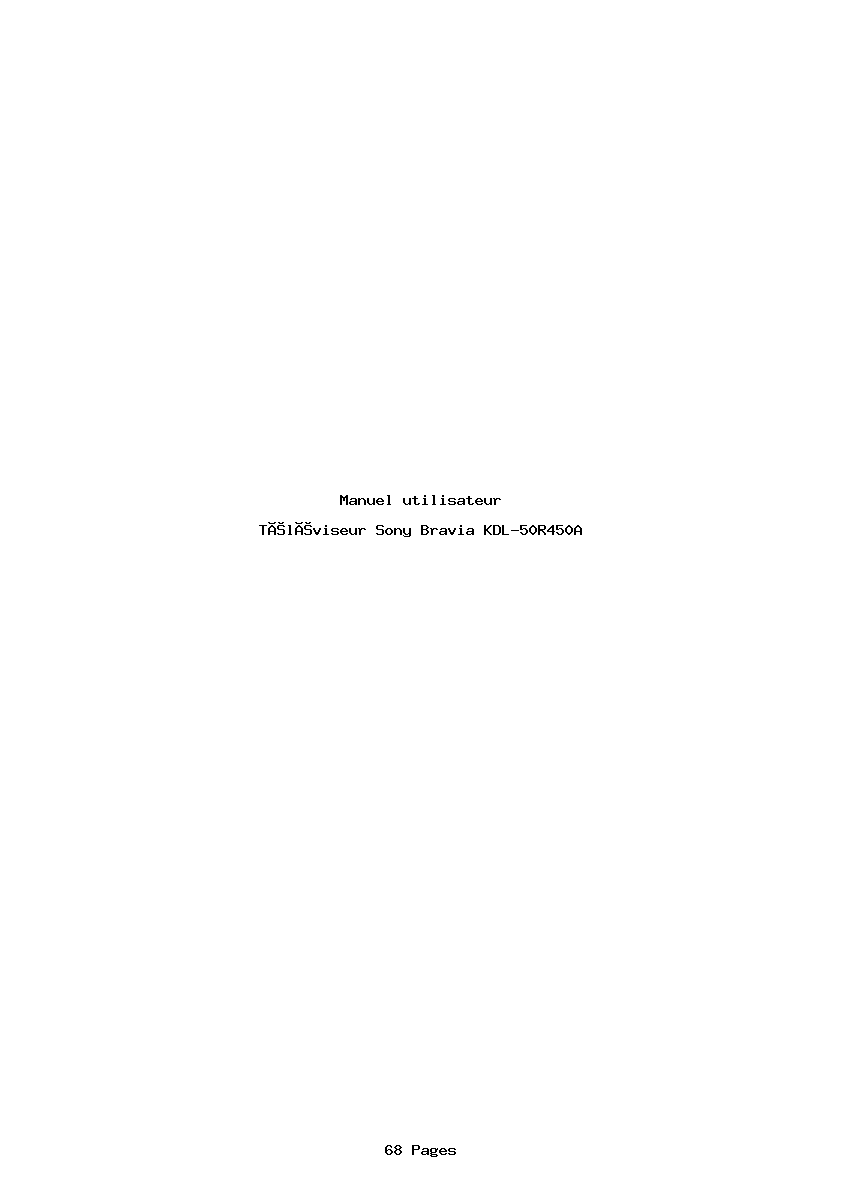 Page 1 de la notice Manuel utilisateur Sony Bravia KDL-50R450A