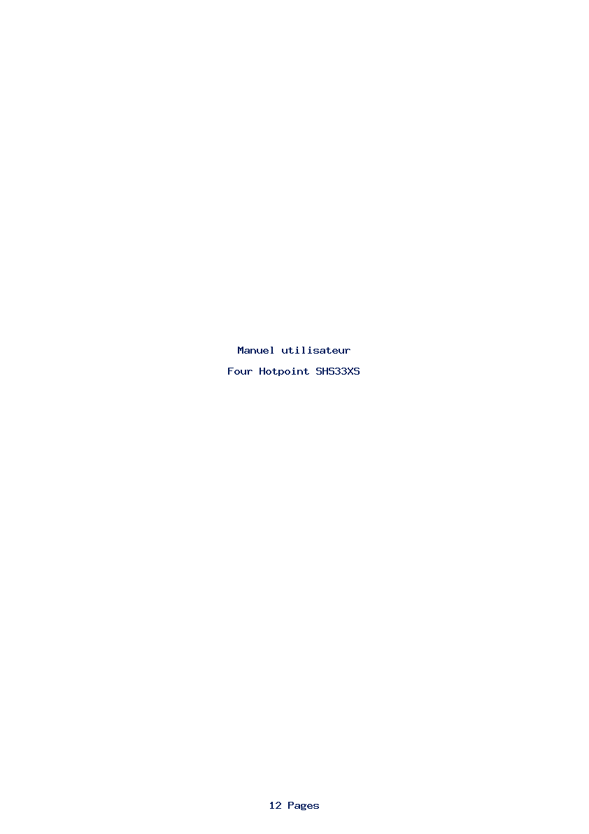 Page 1 de la notice Manuel utilisateur Hotpoint SHS33XS
