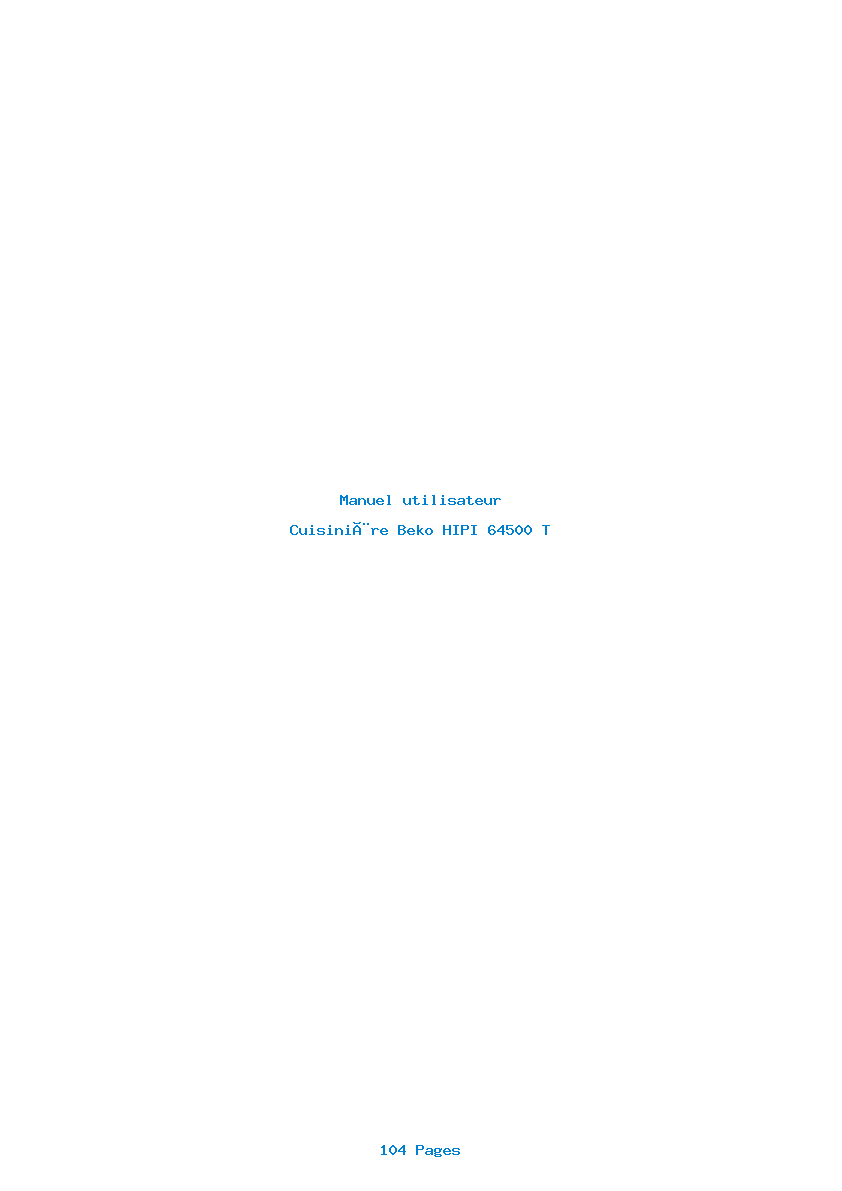 Page 1 de la notice Manuel utilisateur Beko HIPI 64500 T
