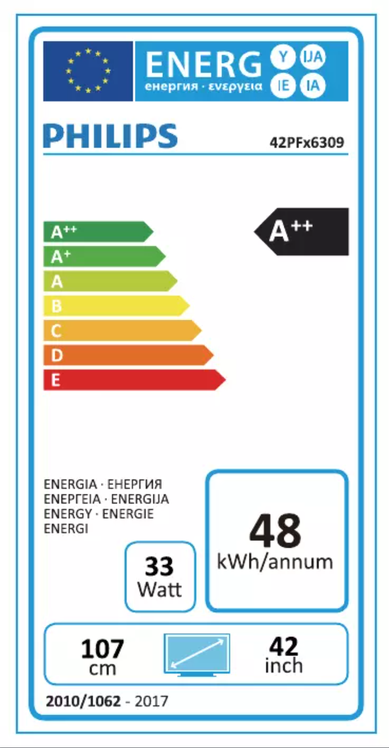 Page n°1 - Label énergétique Philips 42PFK6309
