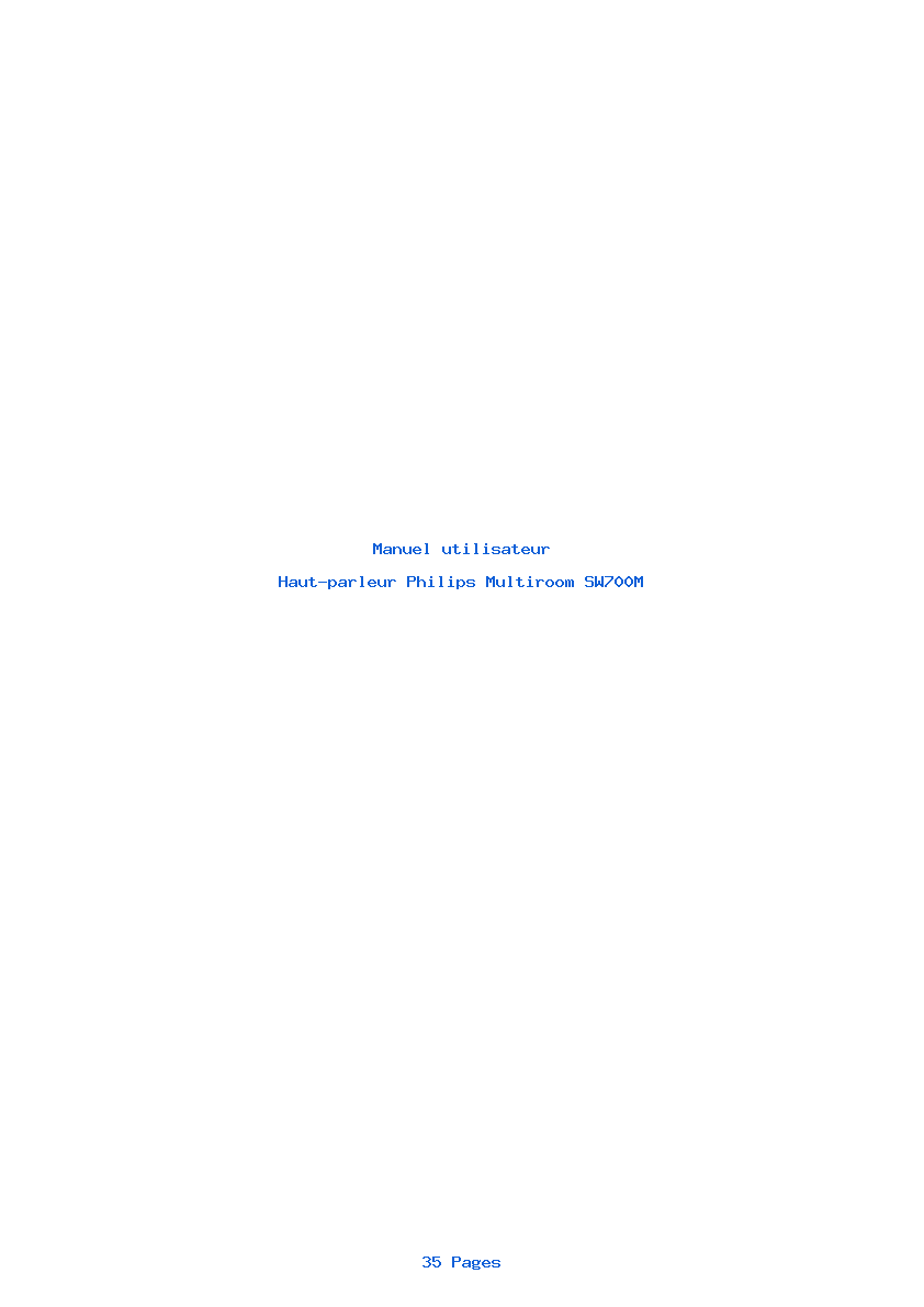 Page 1 de la notice Manuel utilisateur Philips Multiroom SW700M