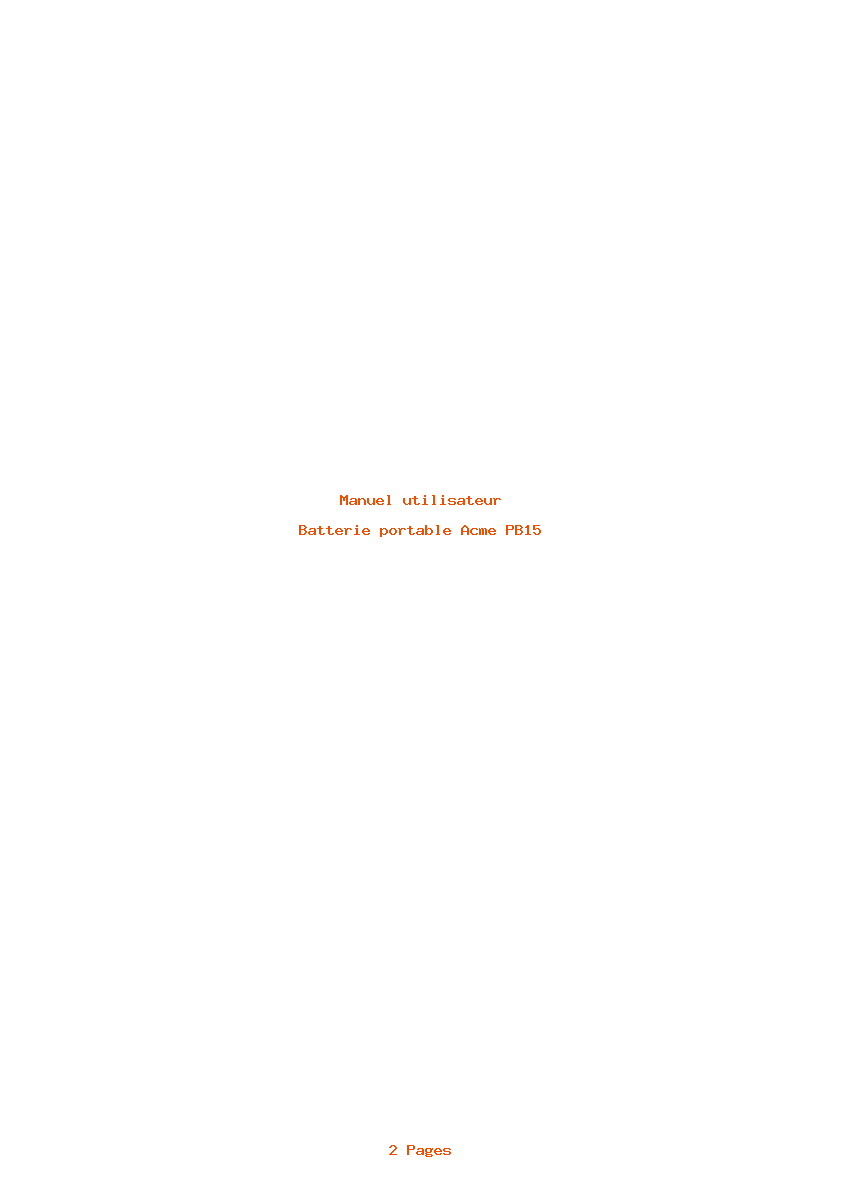 Page 1 de la notice Manuel utilisateur Acme PB15