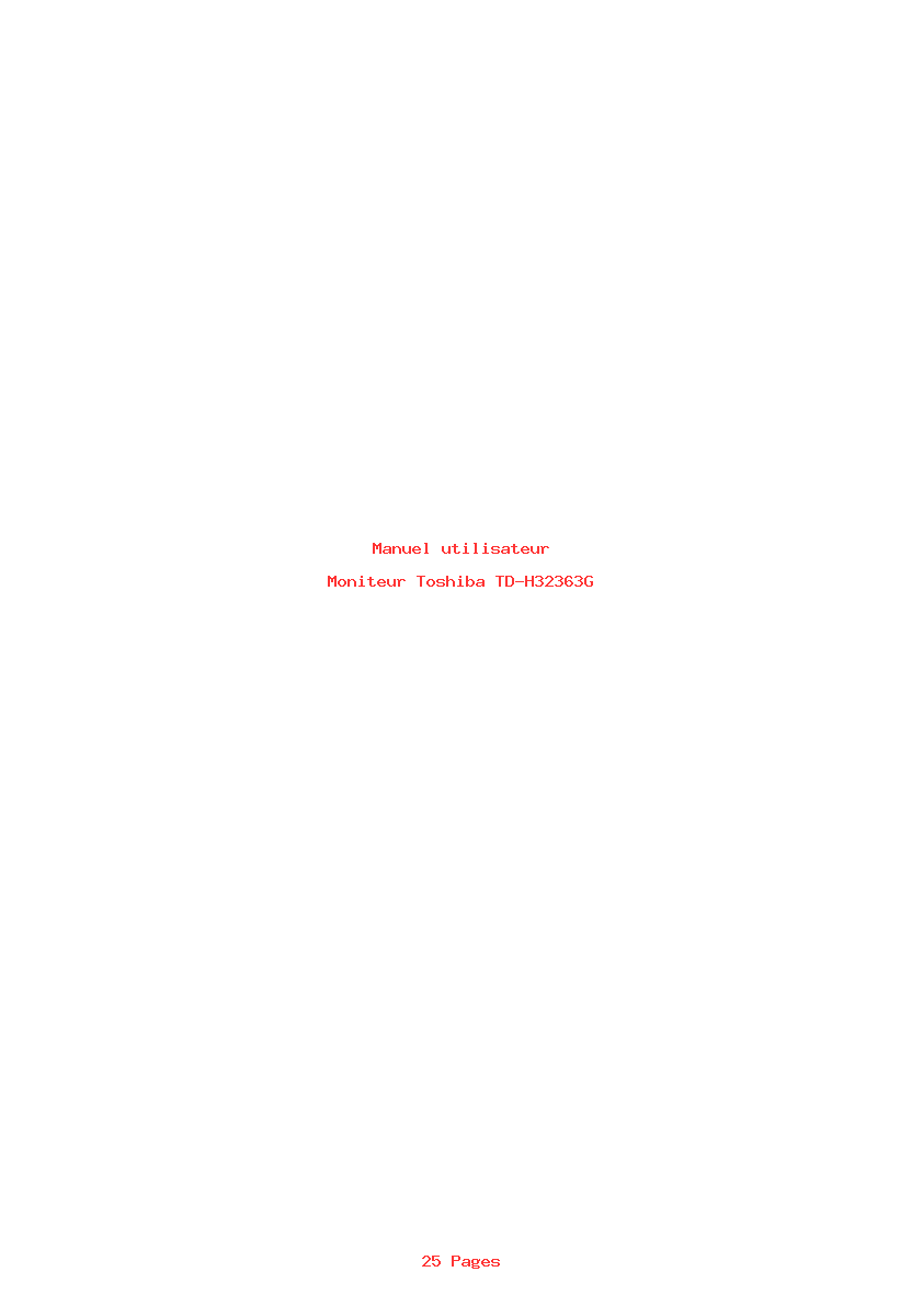 Page 1 de la notice Manuel utilisateur Toshiba TD-H32363G