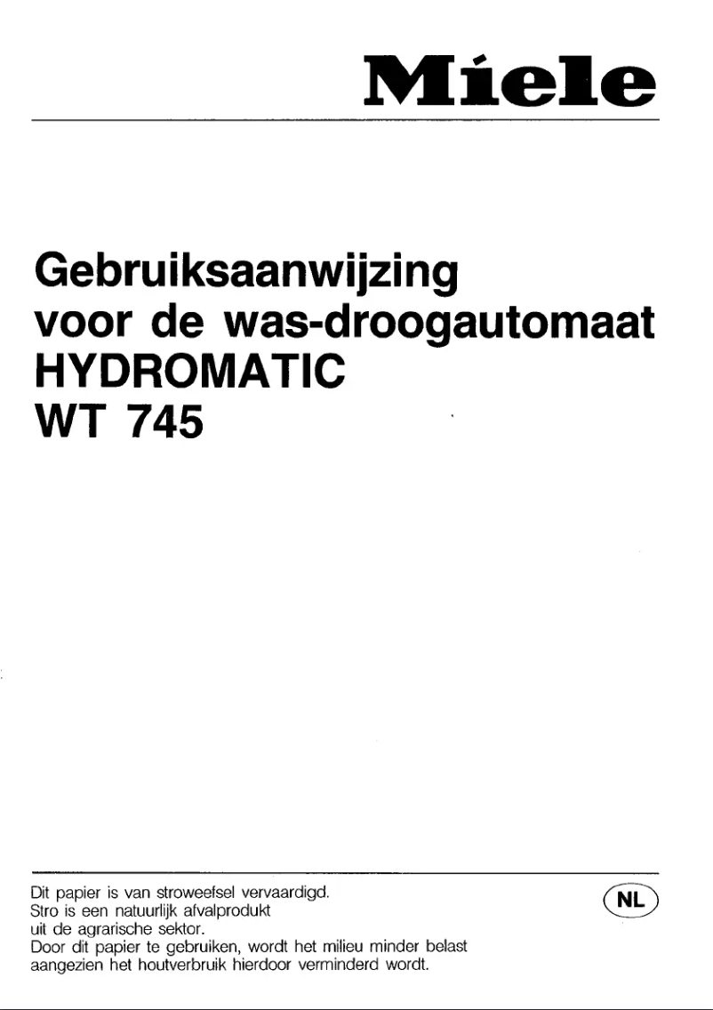 Page 1 de la notice Manuel utilisateur Miele WT 745