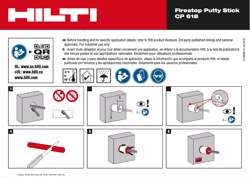 Page 1 de la notice Instructions / montage Hilti CP 618