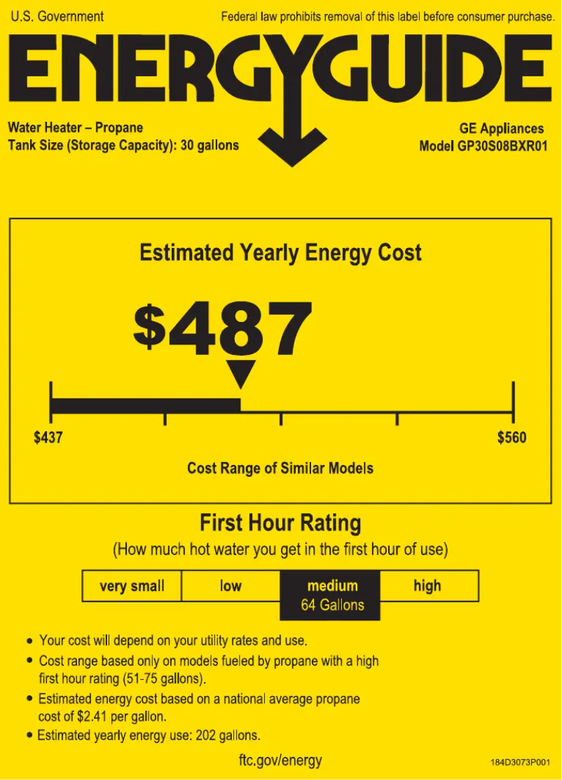 Página 1 del manual Etiqueta energética GE GP30S08BXR
