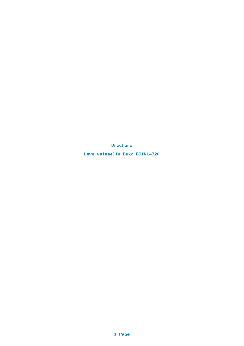 Page 1 de la notice Brochure Beko BDIN14320