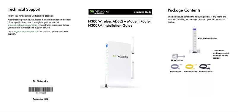 Page 1 de la notice Manuel utilisateur On Networks N300RM
