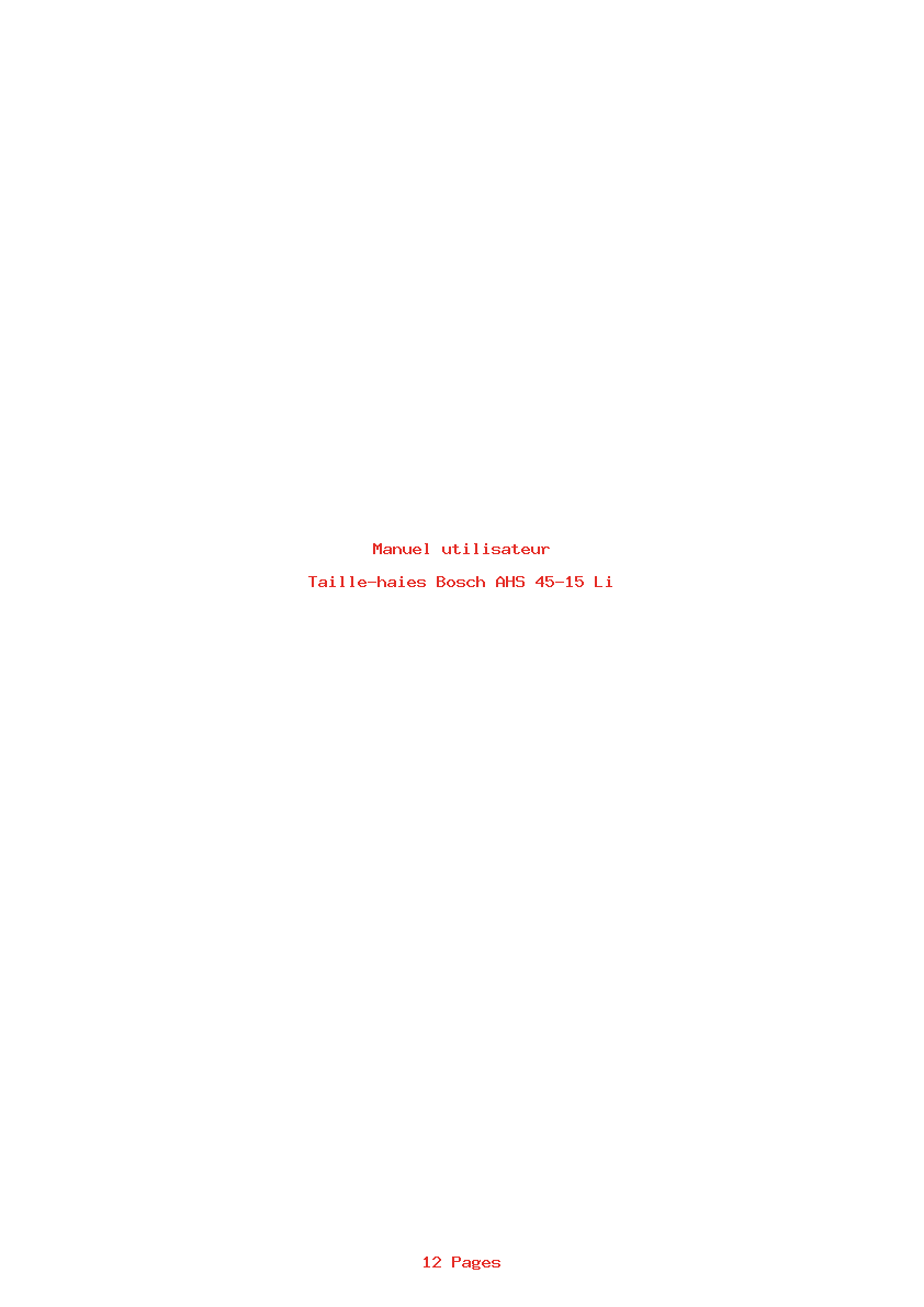 Page 1 de la notice Manuel utilisateur Bosch AHS 45-15 Li