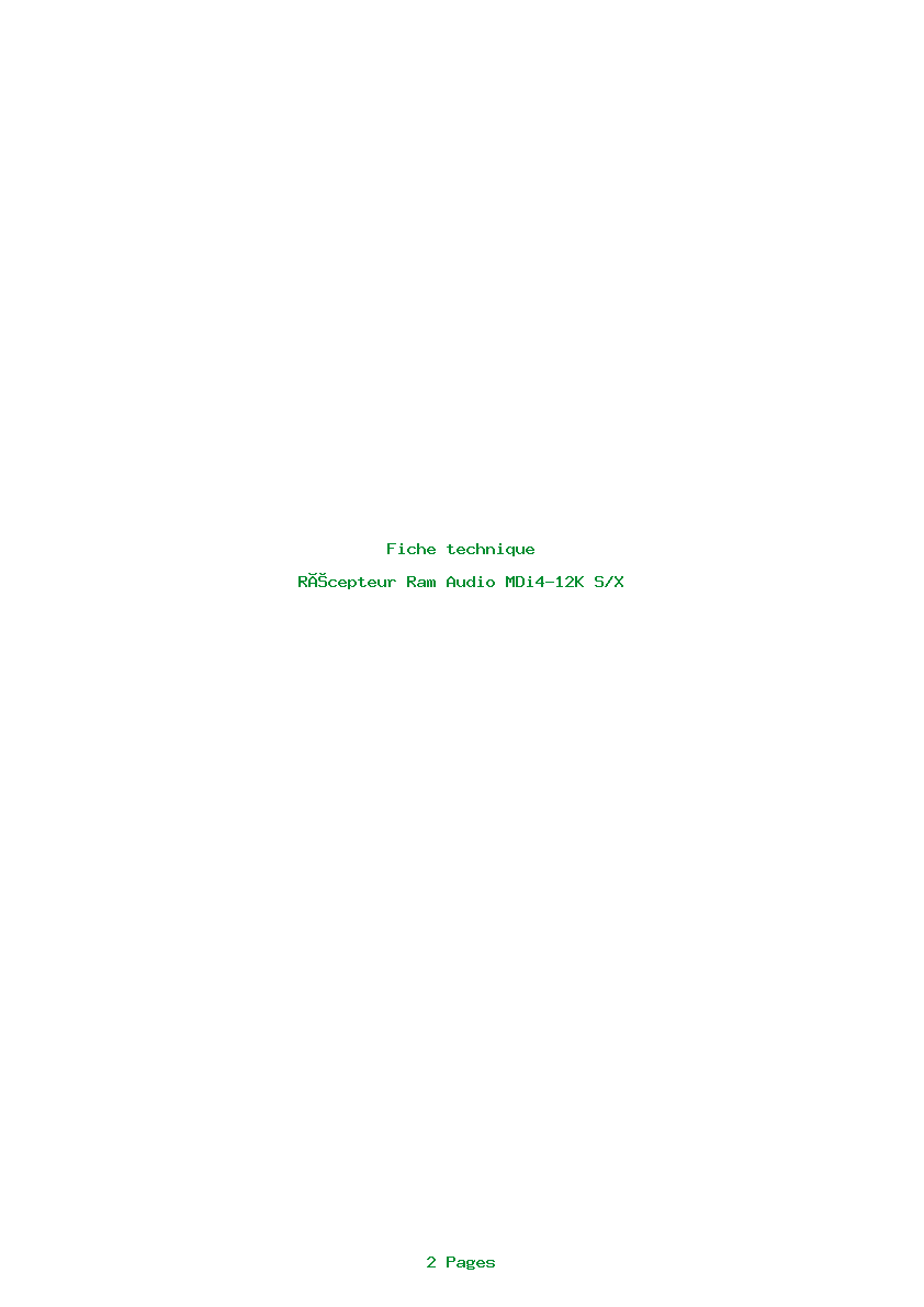 Page 1 de la notice Fiche technique Ram Audio MDi4-12K S/X