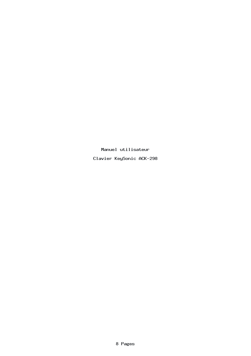 Page 1 de la notice Manuel utilisateur KeySonic ACK-298