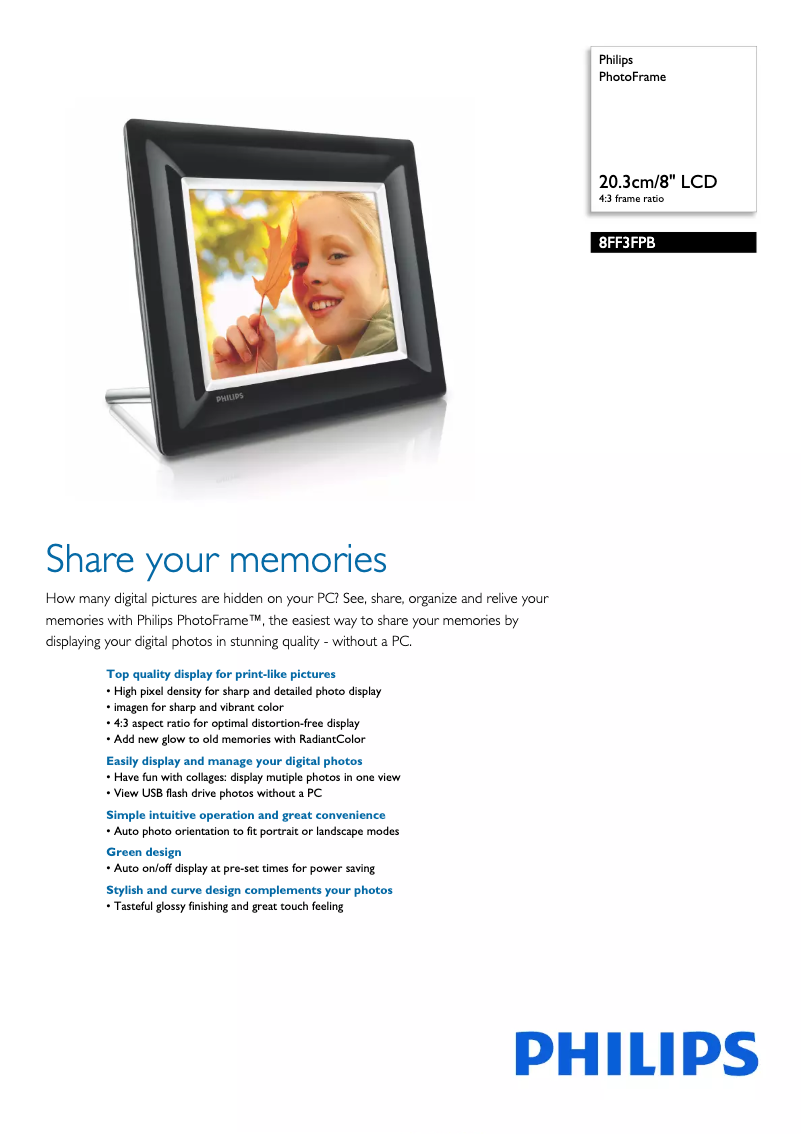 Página 1 del manual Folleto Philips 8FF3FPB