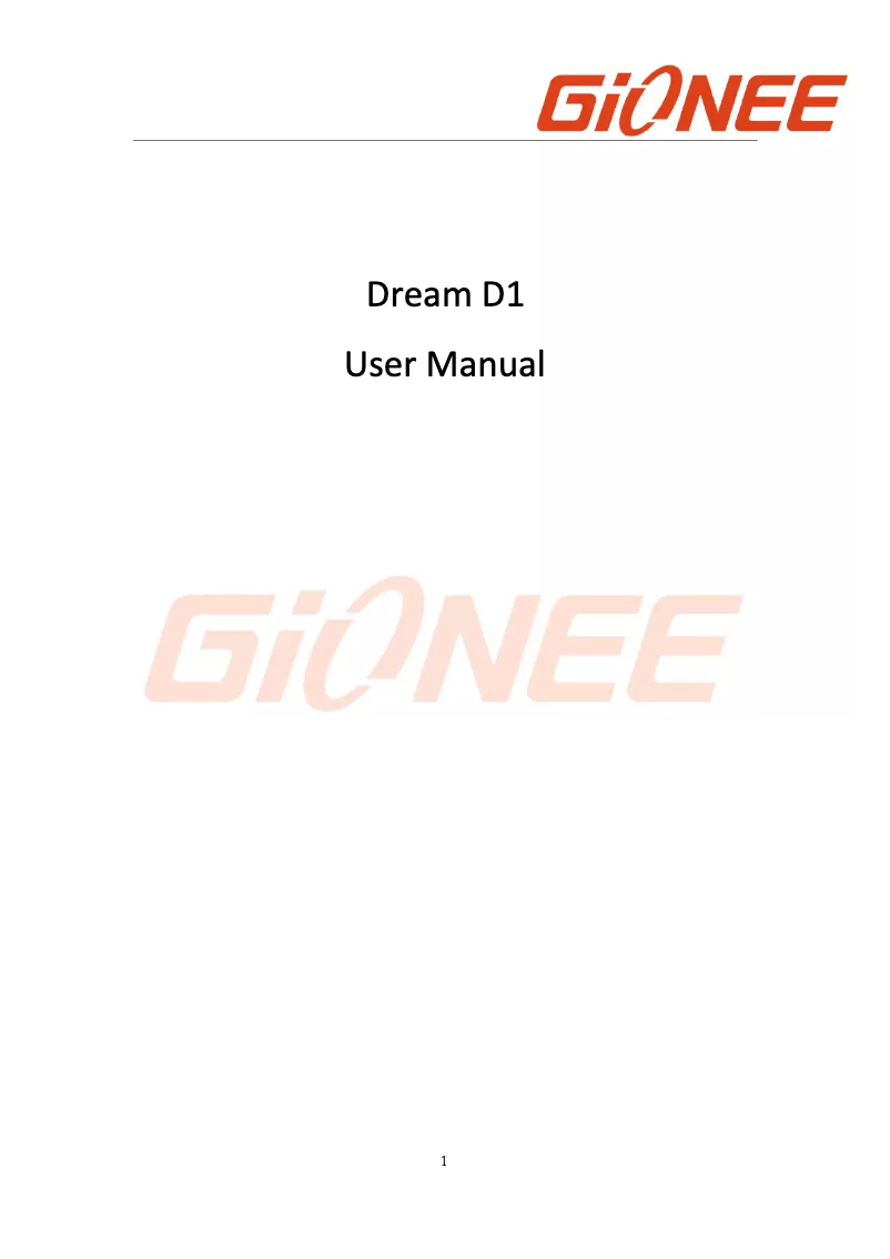 Page 1 de la notice Manuel utilisateur Gionee Dream D1