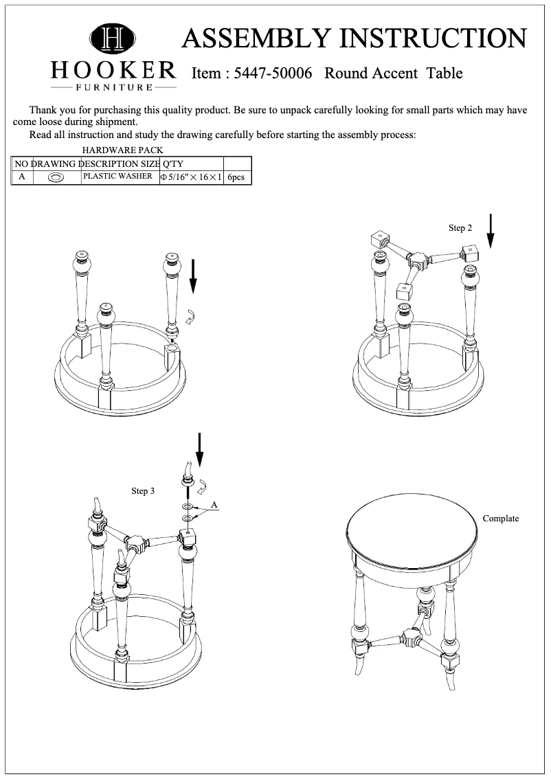 Page 1 de la notice Manuel utilisateur Hooker 5447-50006