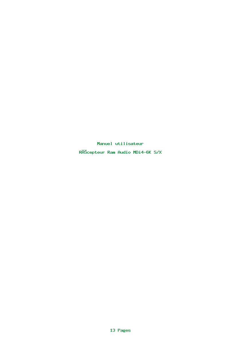 Page 1 de la notice Manuel utilisateur Ram Audio MDi4-6K S/X