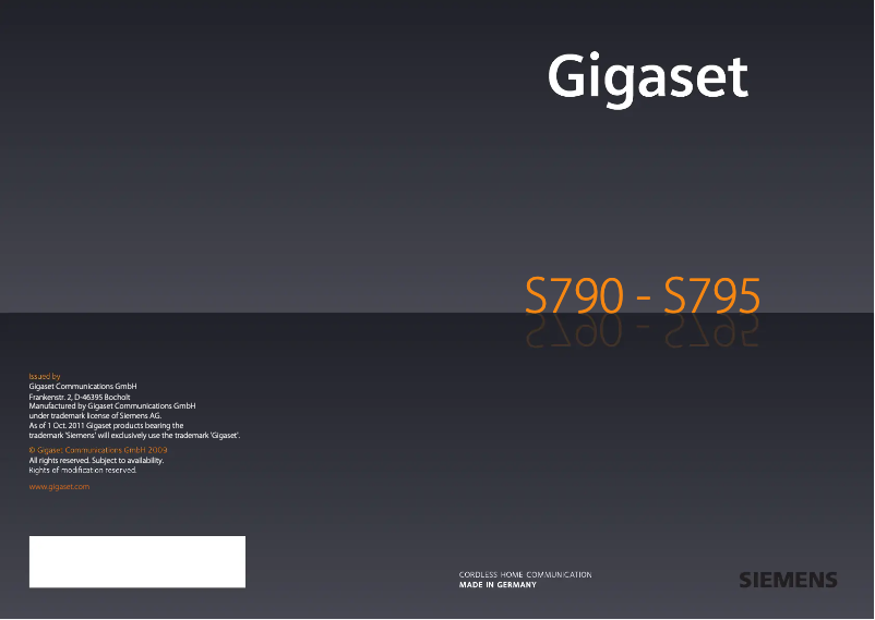 Page 1 of the manual User Manual Gigaset S790