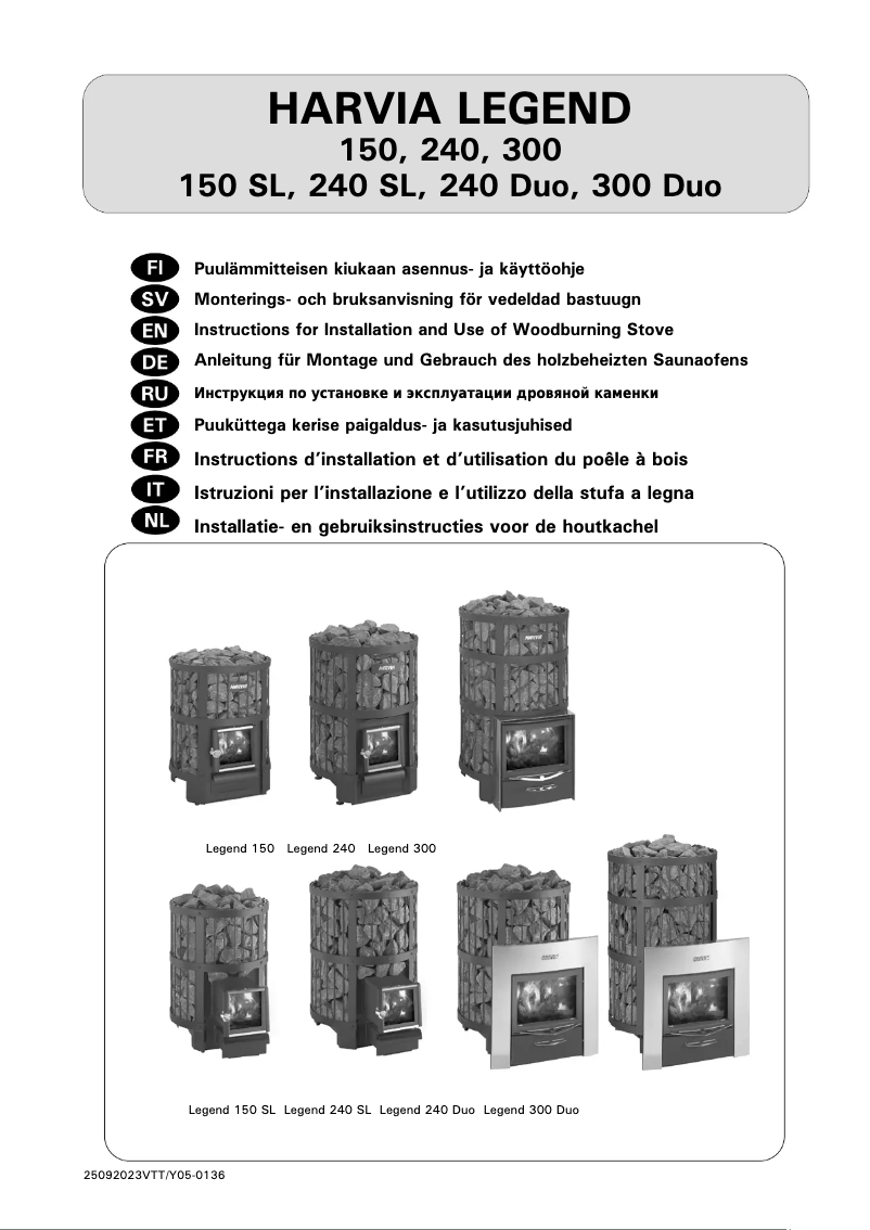Page 1 de la notice Manuel utilisateur Harvia Legend 300 Duo