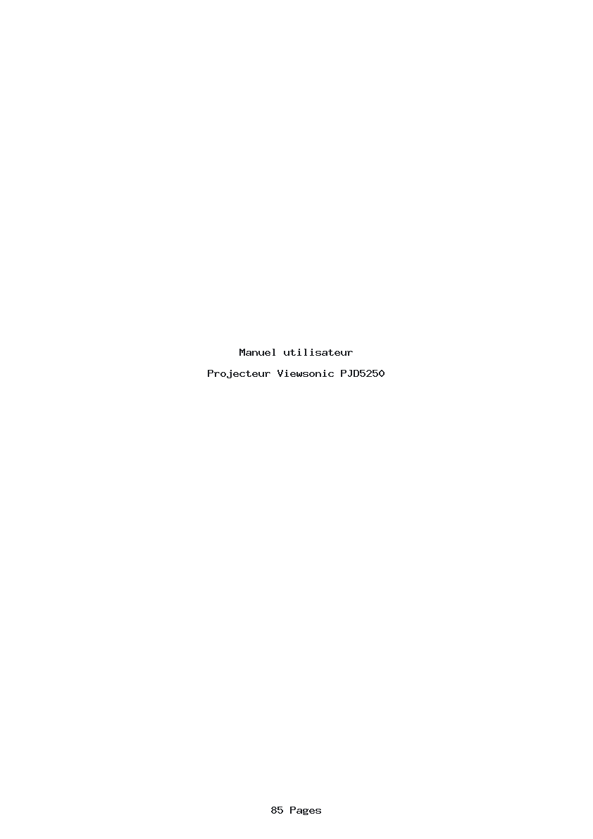 Page 1 de la notice Manuel utilisateur Viewsonic PJD5250