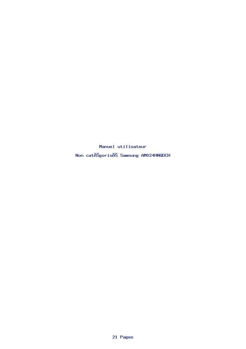 Page 1 de la notice Manuel utilisateur Samsung AM024HNQDCH