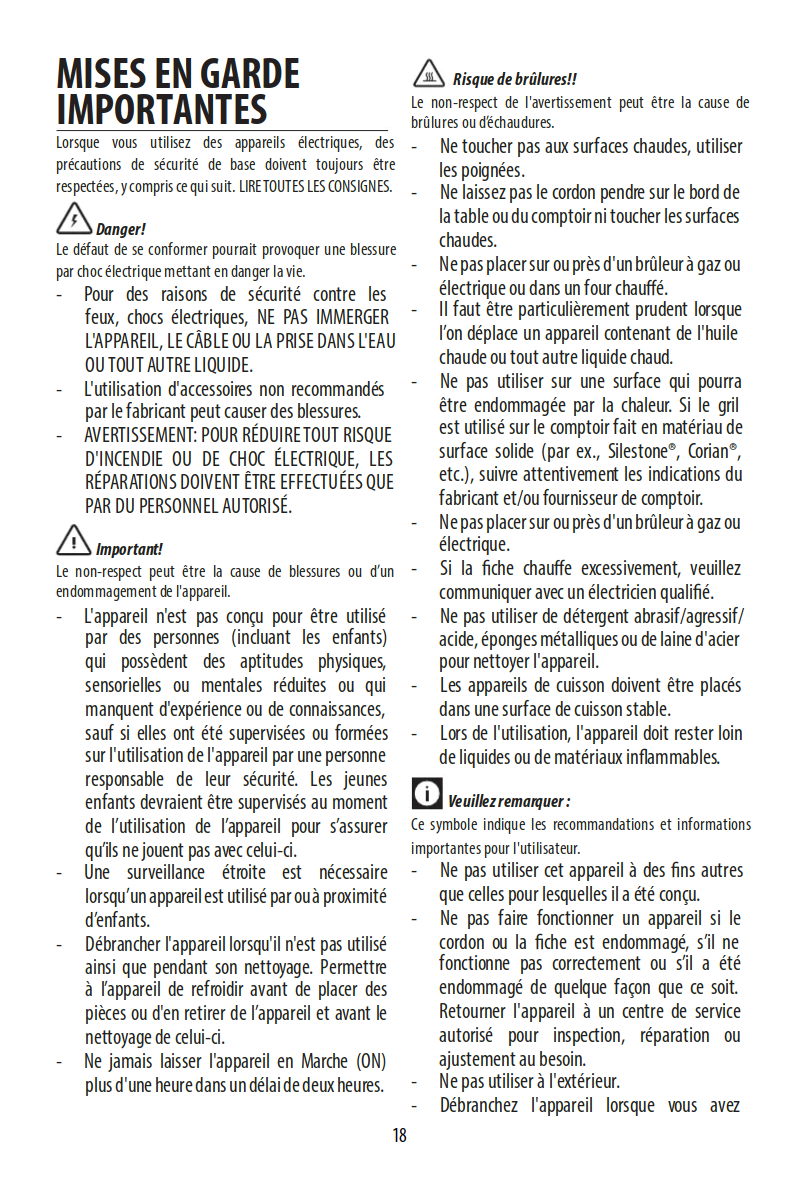 Page 1 de la notice Manuel utilisateur DeLonghi Livenza CGH 1030D