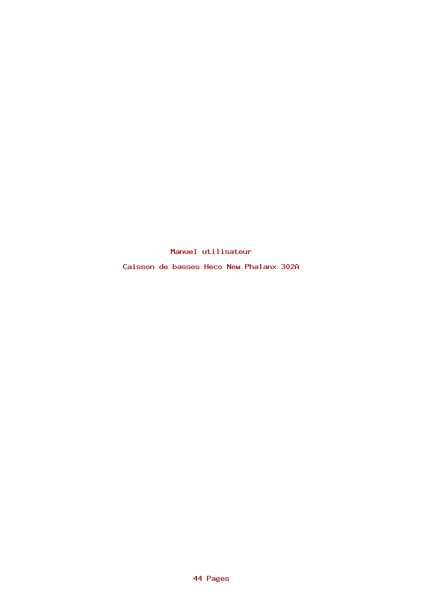 Page 1 de la notice Manuel utilisateur Heco New Phalanx 302A