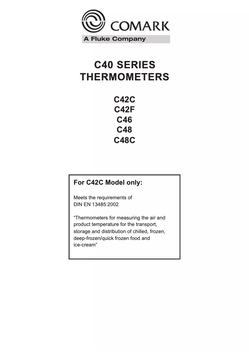 Page 1 de la notice Manuel utilisateur Comark C42F