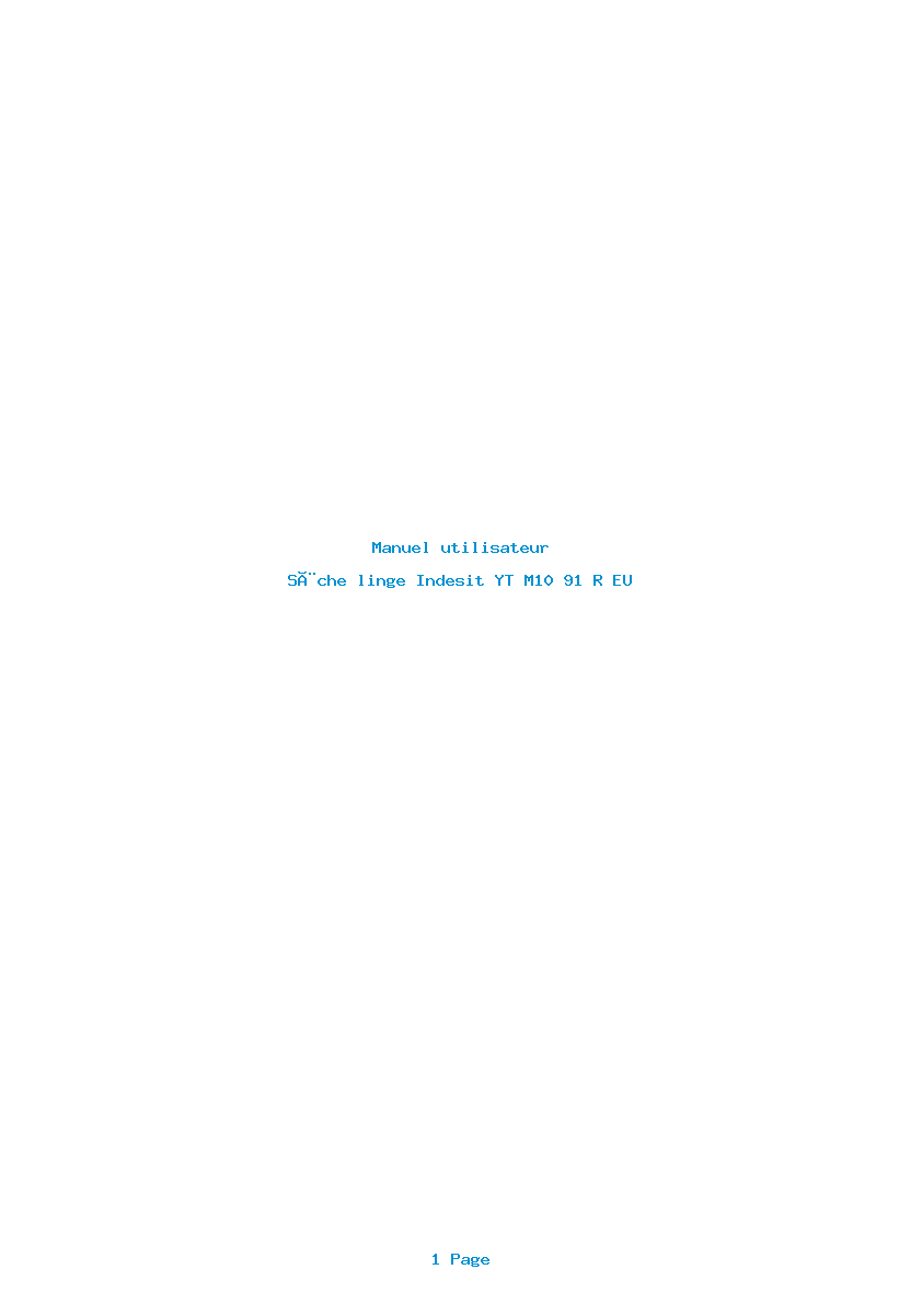 Page 1 de la notice Manuel utilisateur Indesit YT M10 91 R EU