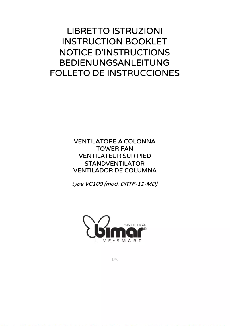 Page 1 de la notice Manuel utilisateur Bimar VC100