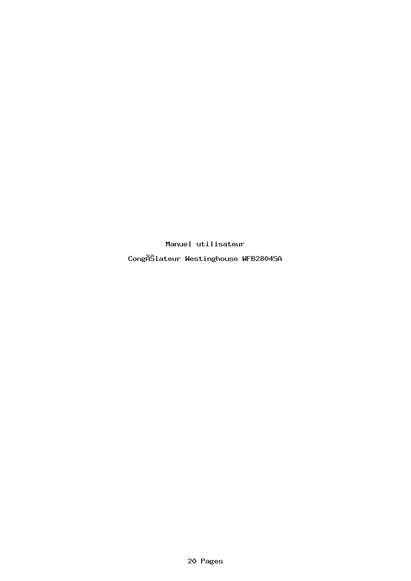 Page 1 de la notice Manuel utilisateur Westinghouse WFB2804SA