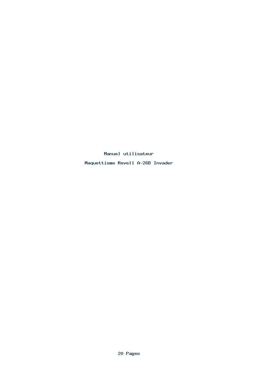 Page 1 de la notice Manuel utilisateur Revell A-26B Invader