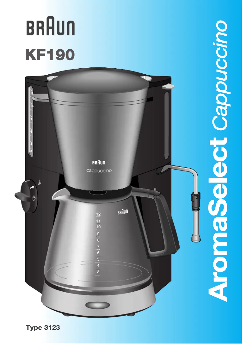 Page 1 de la notice Manuel utilisateur Braun AromaSelect KF 190 