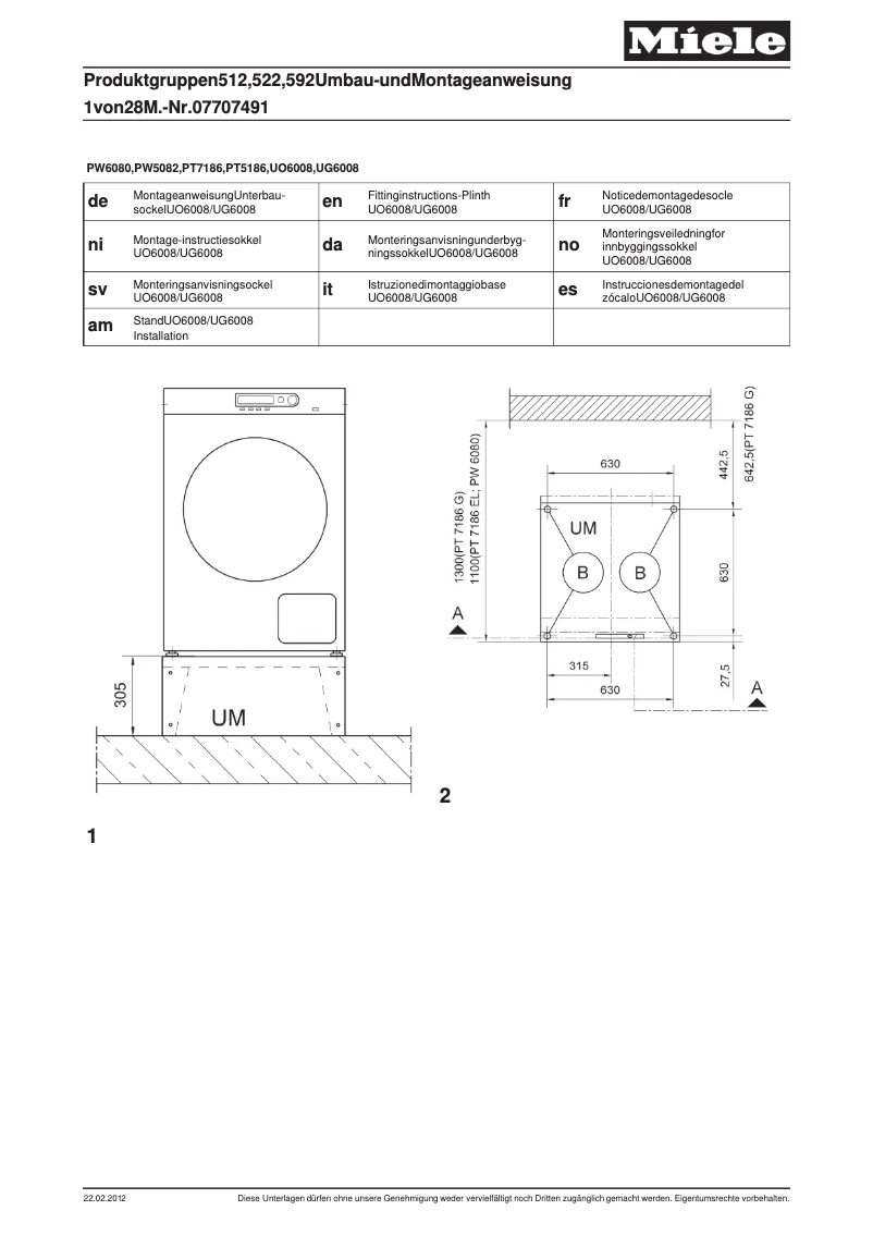 Page 1 de la notice Manuel utilisateur Miele 7129240