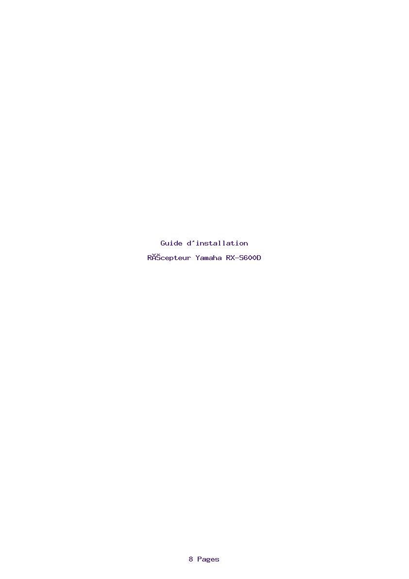 Page 1 de la notice Guide d'installation Yamaha RX-S600D