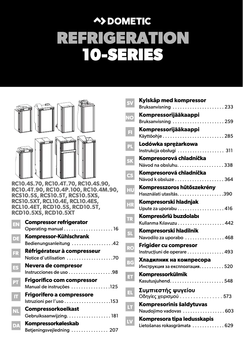 Page 1 de la notice Manuel utilisateur Dometic RC 10.4T 90