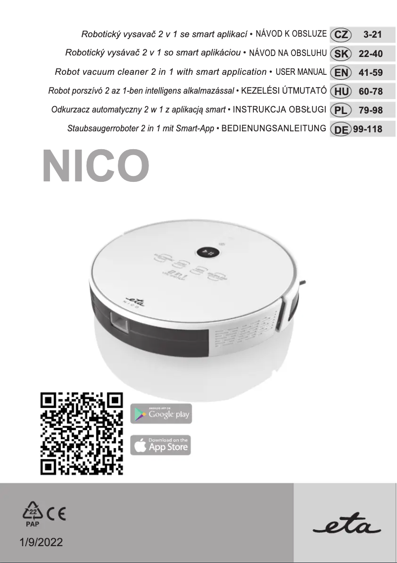 Page 1 de la notice Manuel utilisateur Eta Nico 2219 90000