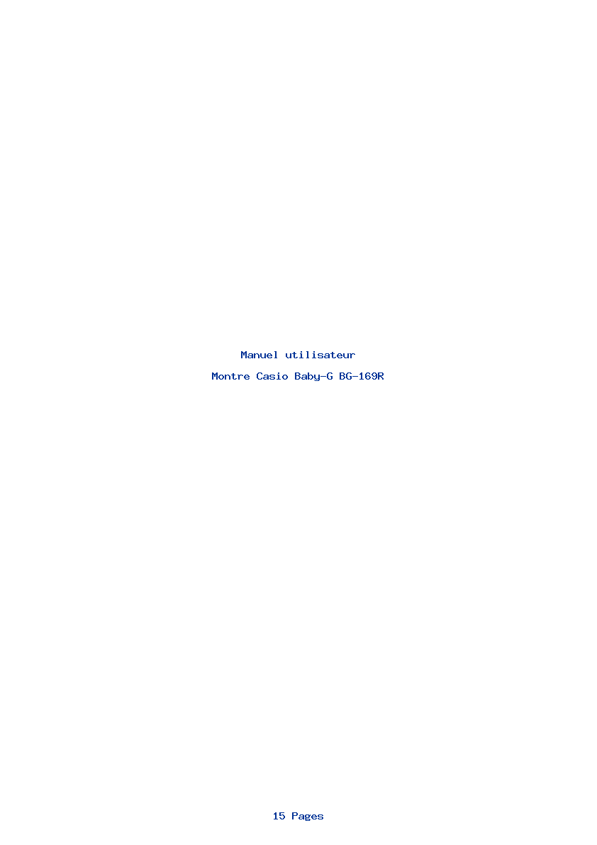 Page 1 de la notice Manuel utilisateur Casio Baby-G BG-169R