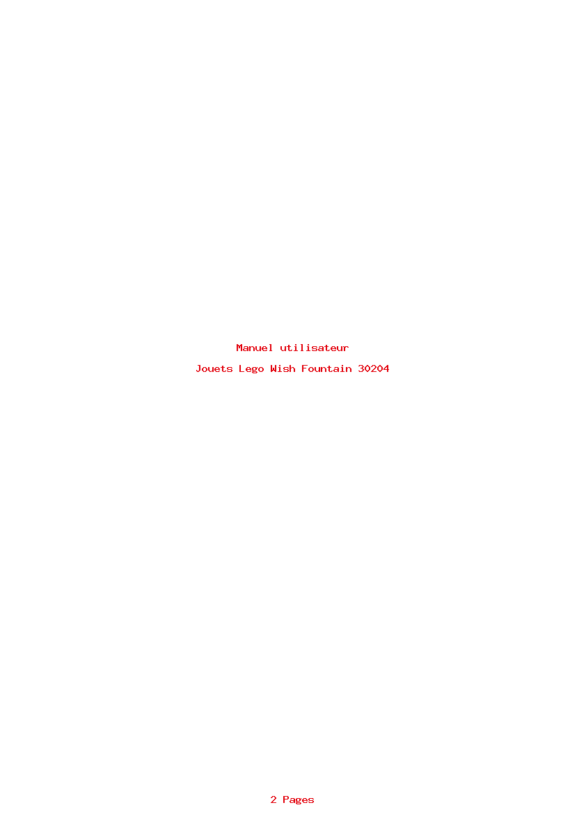 Page 1 de la notice Manuel utilisateur Lego Wish Fountain 30204