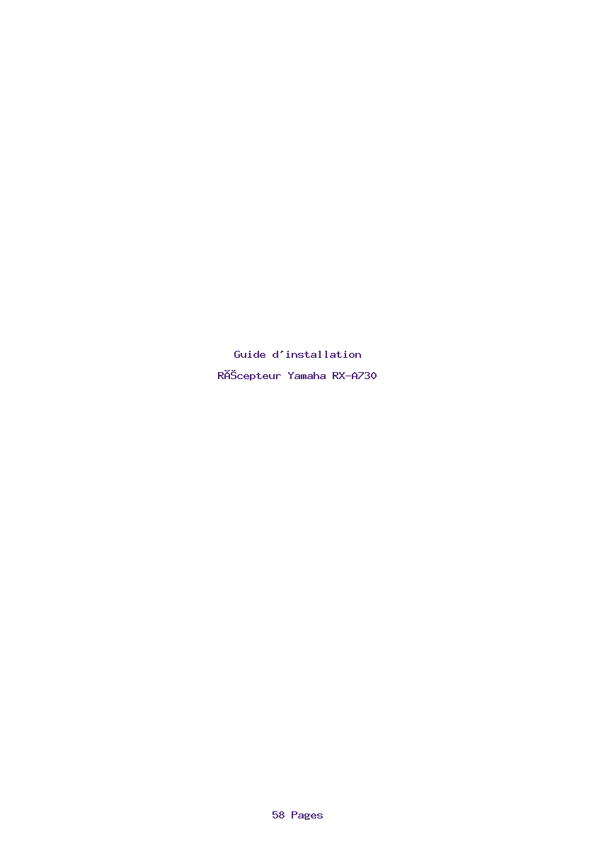 Page 1 de la notice Guide d'installation Yamaha RX-A730