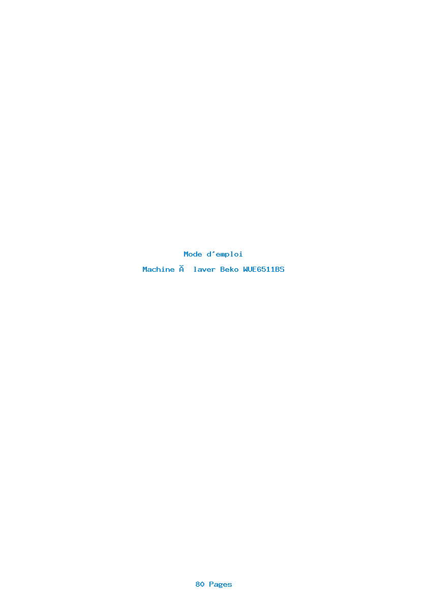 Page 1 de la notice Mode d'emploi Beko WUE6511BS