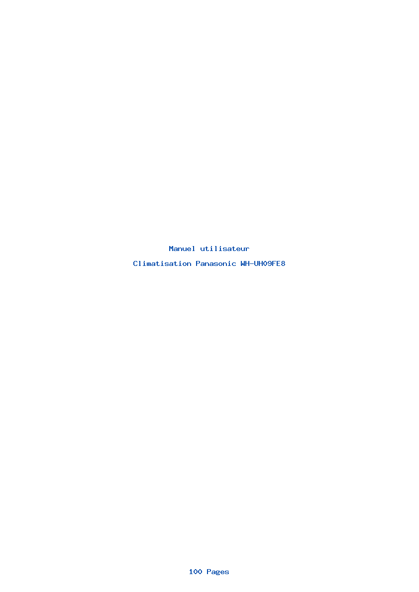 Page 1 de la notice Manuel utilisateur Panasonic WH-UH09FE8