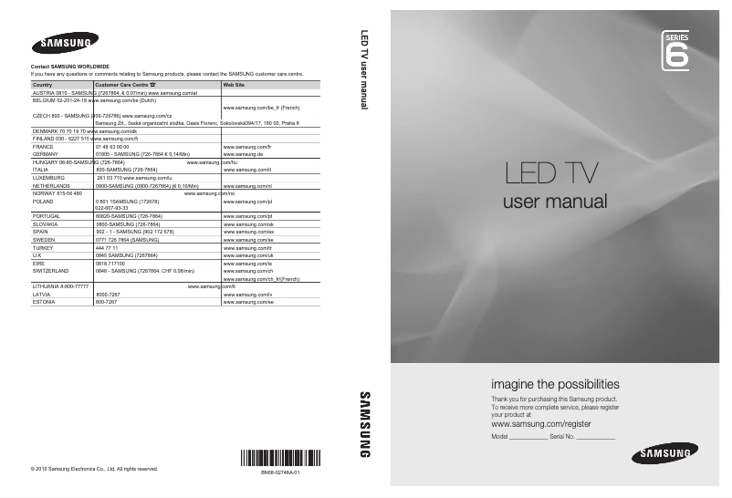 Página 1 del manual Manual de usuario Samsung UE32C6000RW