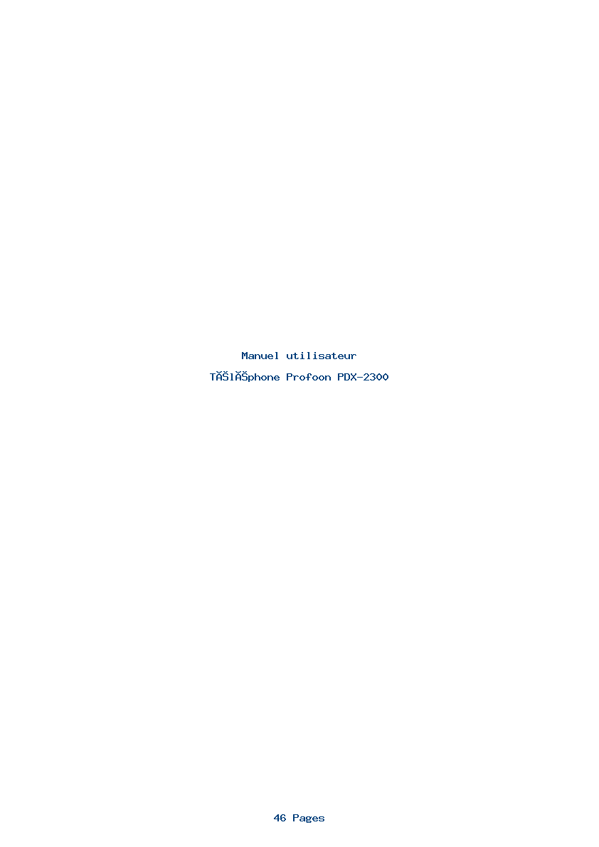 Page 1 de la notice Manuel utilisateur Profoon PDX-2300