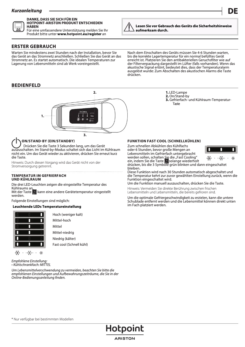 Página 1 del manual Manual de instrucciones Hotpoint BSZ 18022