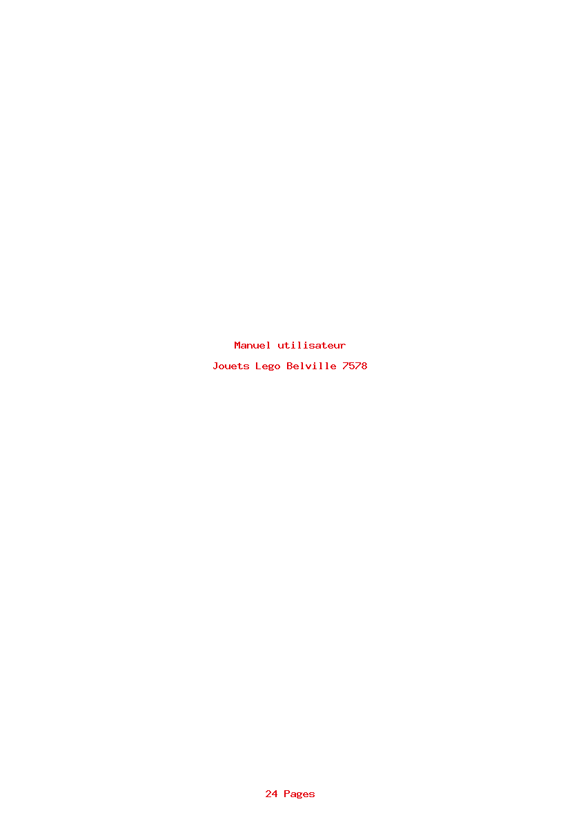 Page 1 de la notice Manuel utilisateur Lego Belville 7578